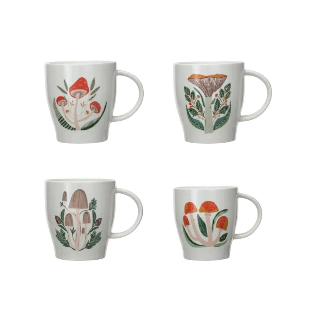 Stoneware Mug with Mushrooms