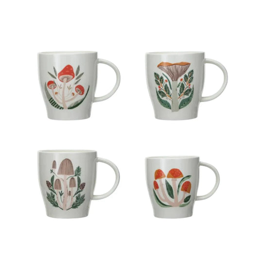 Stoneware Mug with Mushrooms