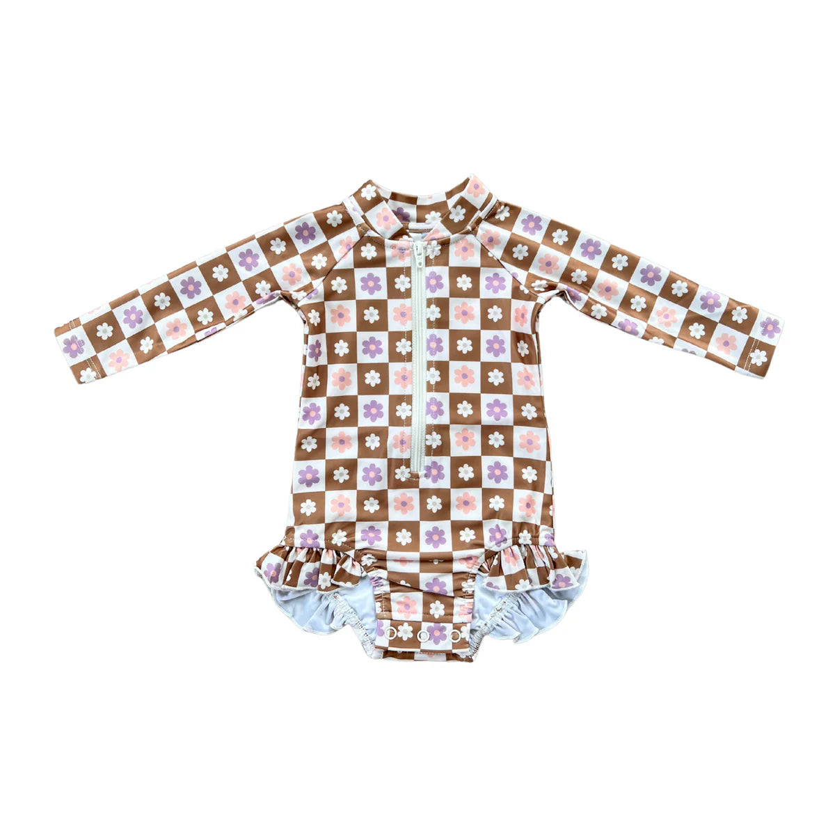 Girl's One-Piece Ruffle Rash Guard Swimsuit