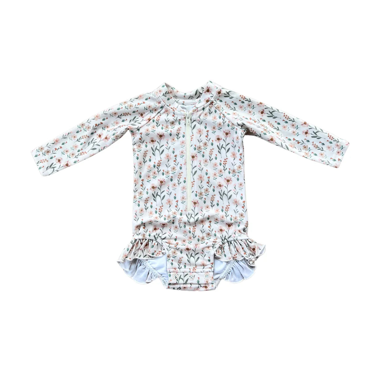 Girl's One-Piece Ruffle Rash Guard Swimsuit