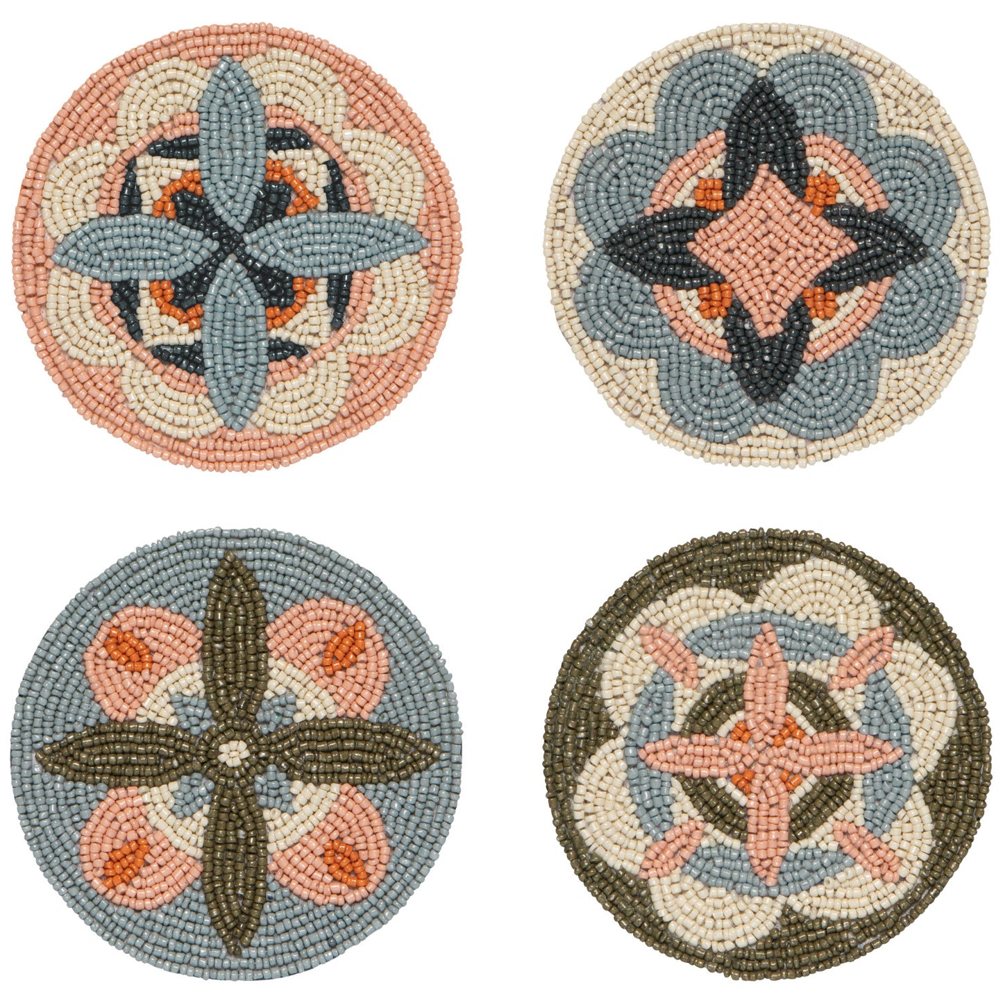Beaded Coasters, Set of 4