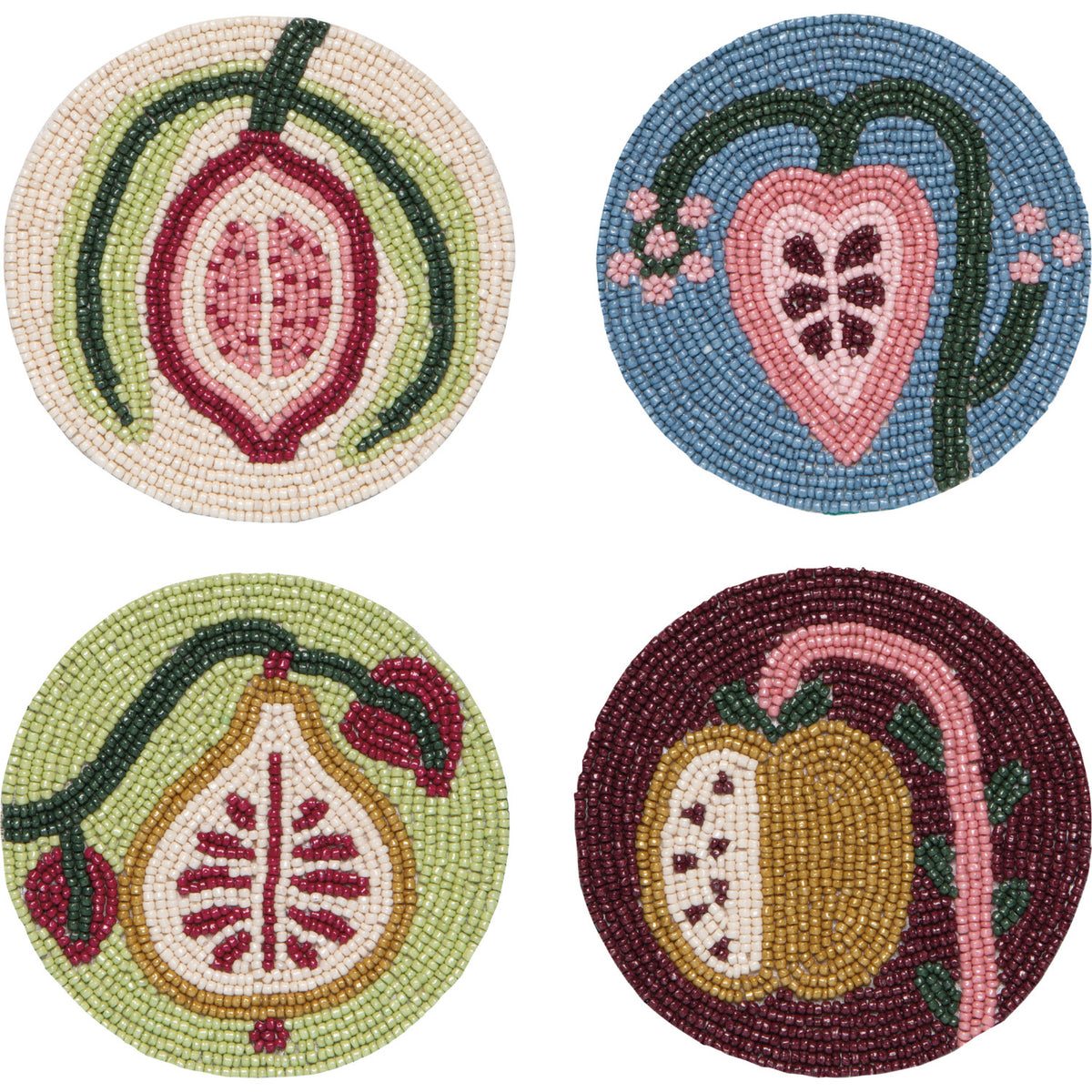 Beaded Coasters, Set of 4