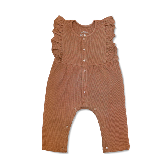 Caramel Waffle Ruffle Coverall