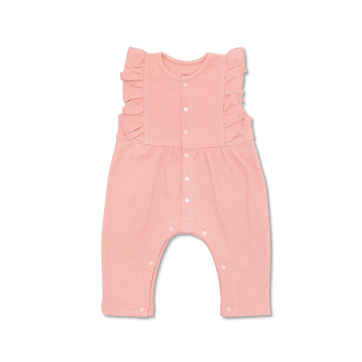 Dusty Rose Waffle Ruffle Coverall