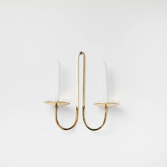 Double Armed Brass Candle Holder