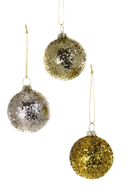 Gold Glitter Baubles, Small