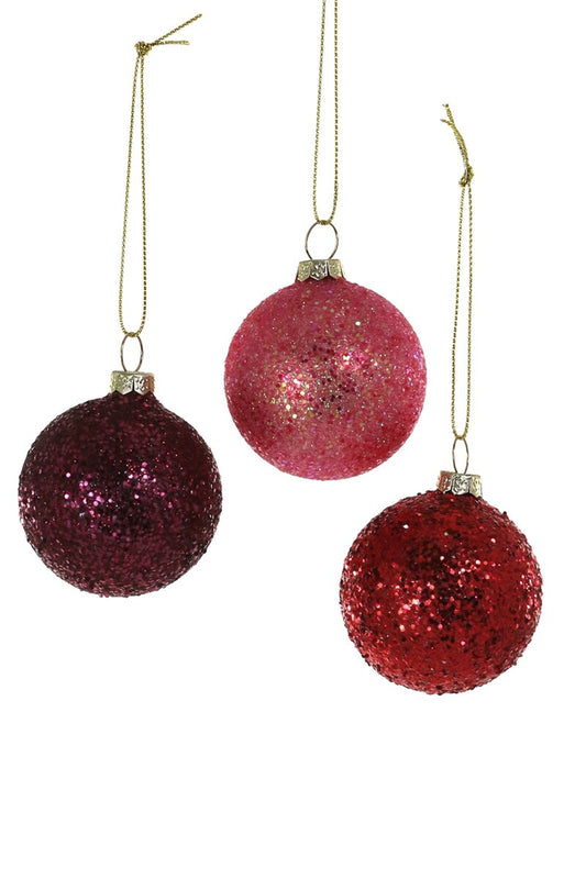 Red Glitter Baubles, Small