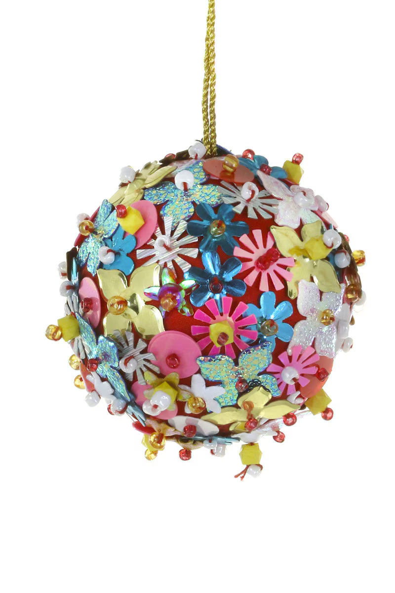 Beaded Floral Bauble Ornament