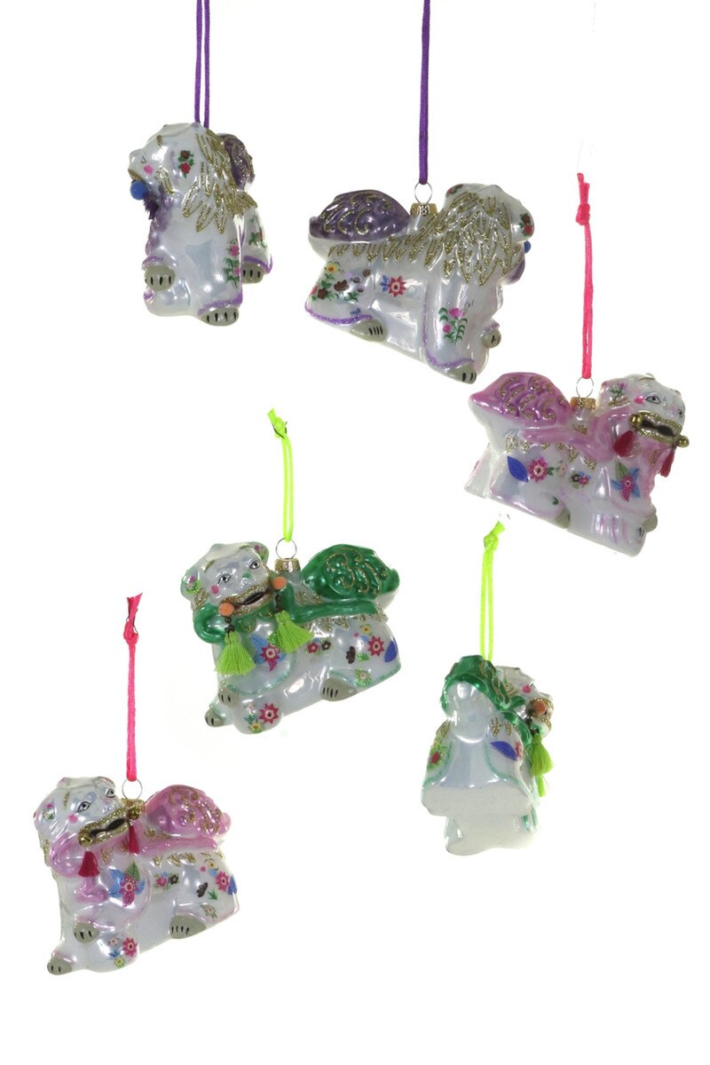 Floral Foo Dogs Oranement