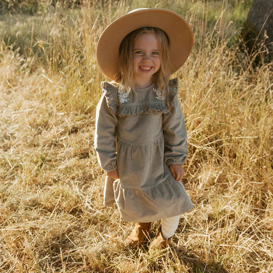 Embroidered Corduroy Dress