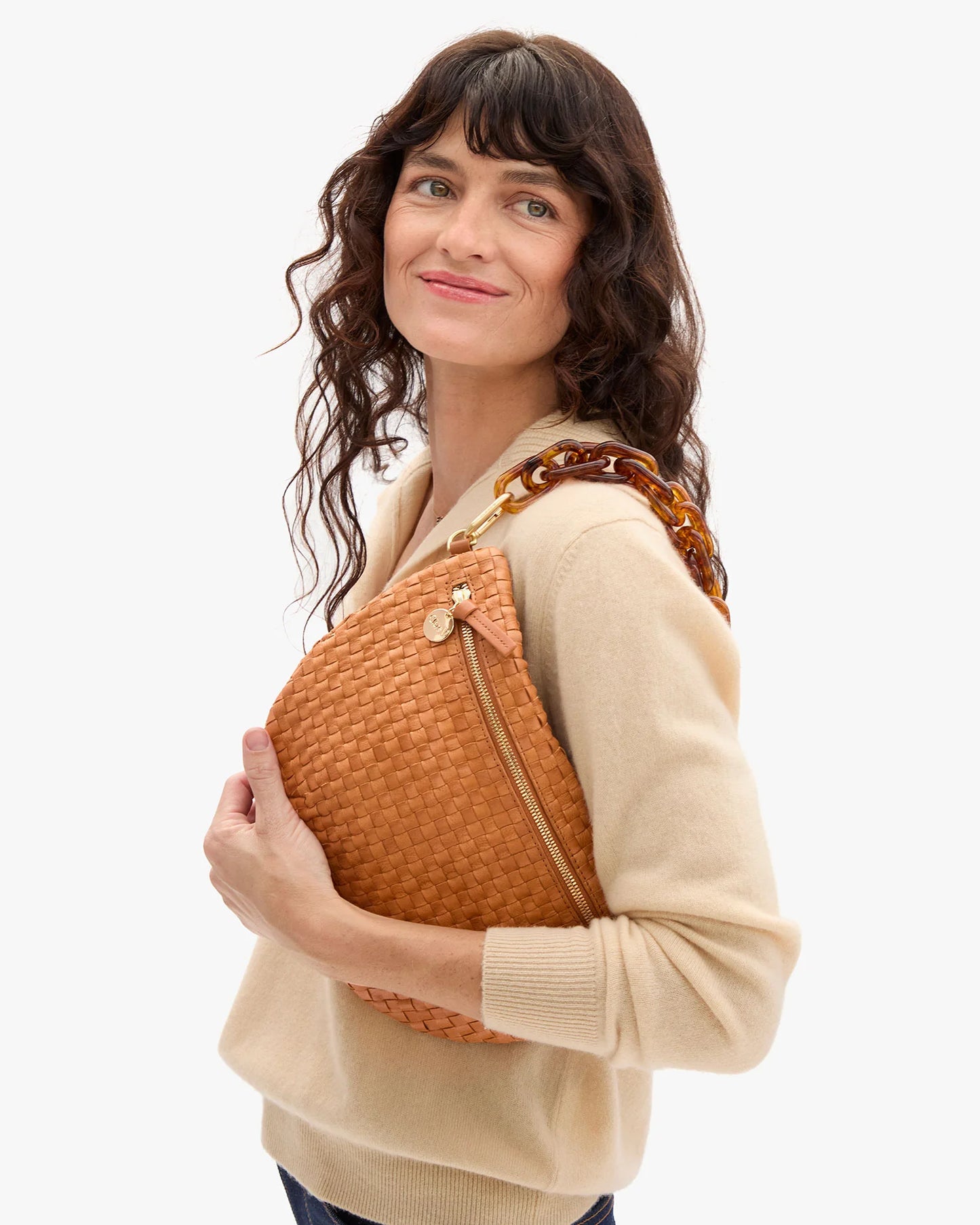Natural Woven Checker Grande Fanny