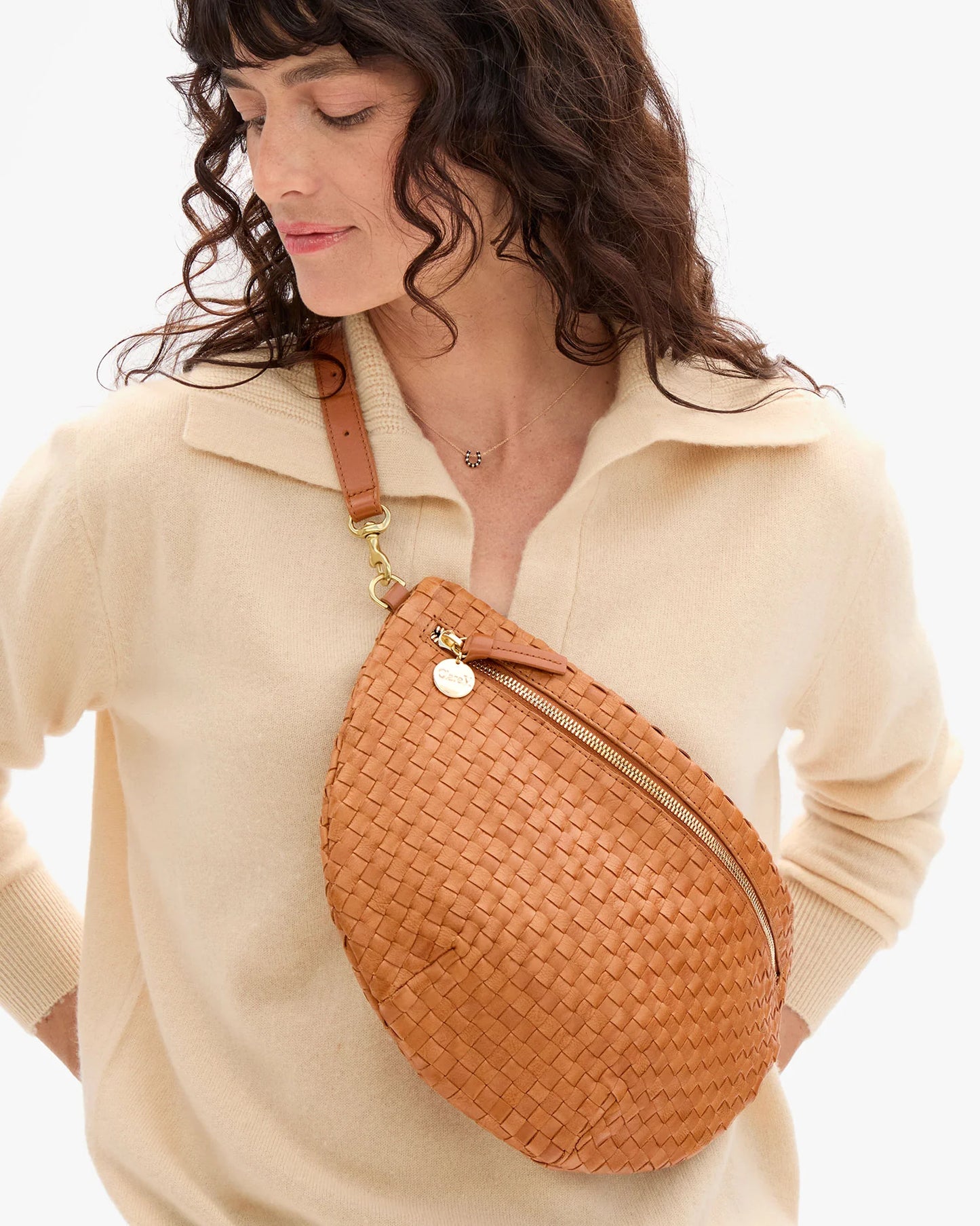 Natural Woven Checker Grande Fanny