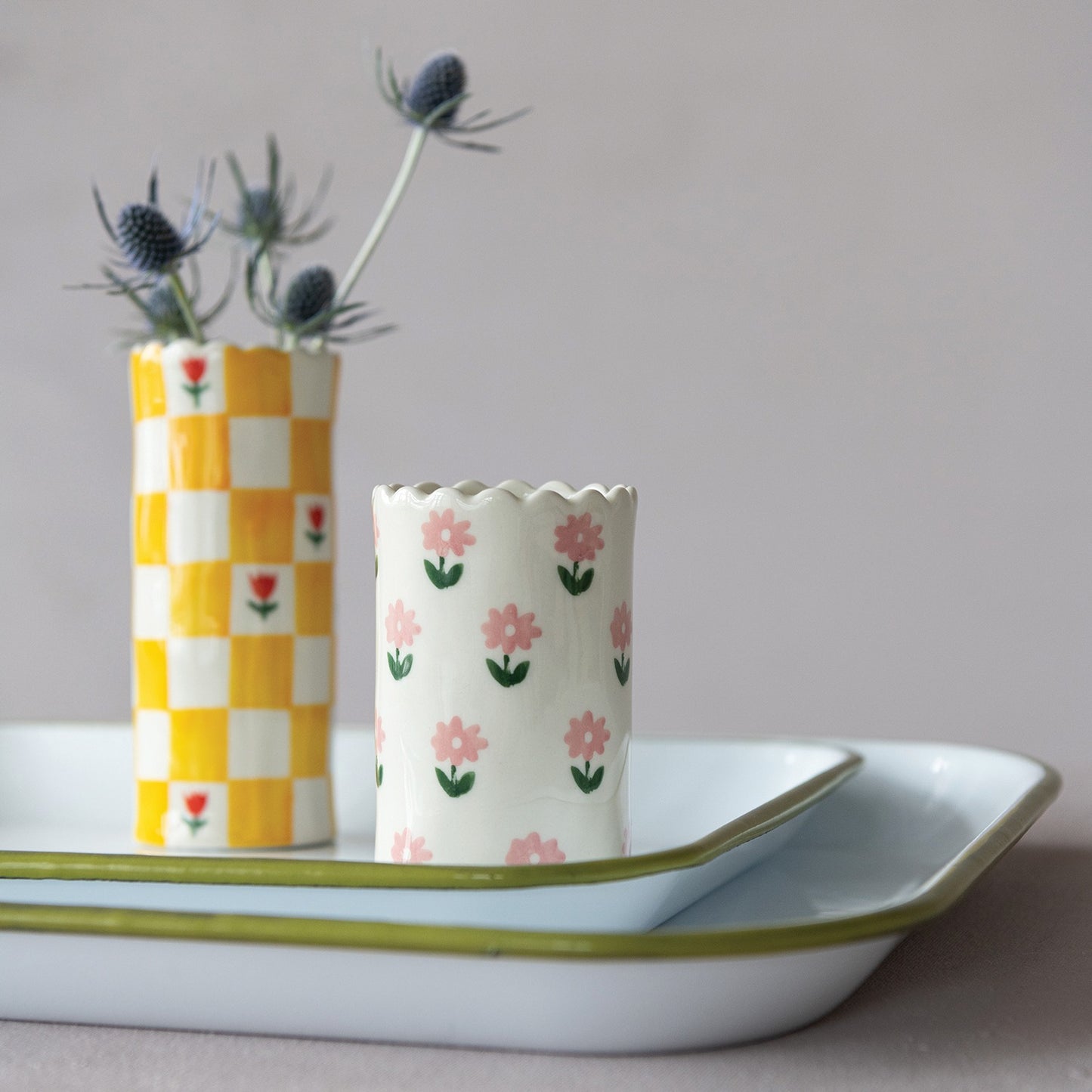 Floral Stoneware Vases
