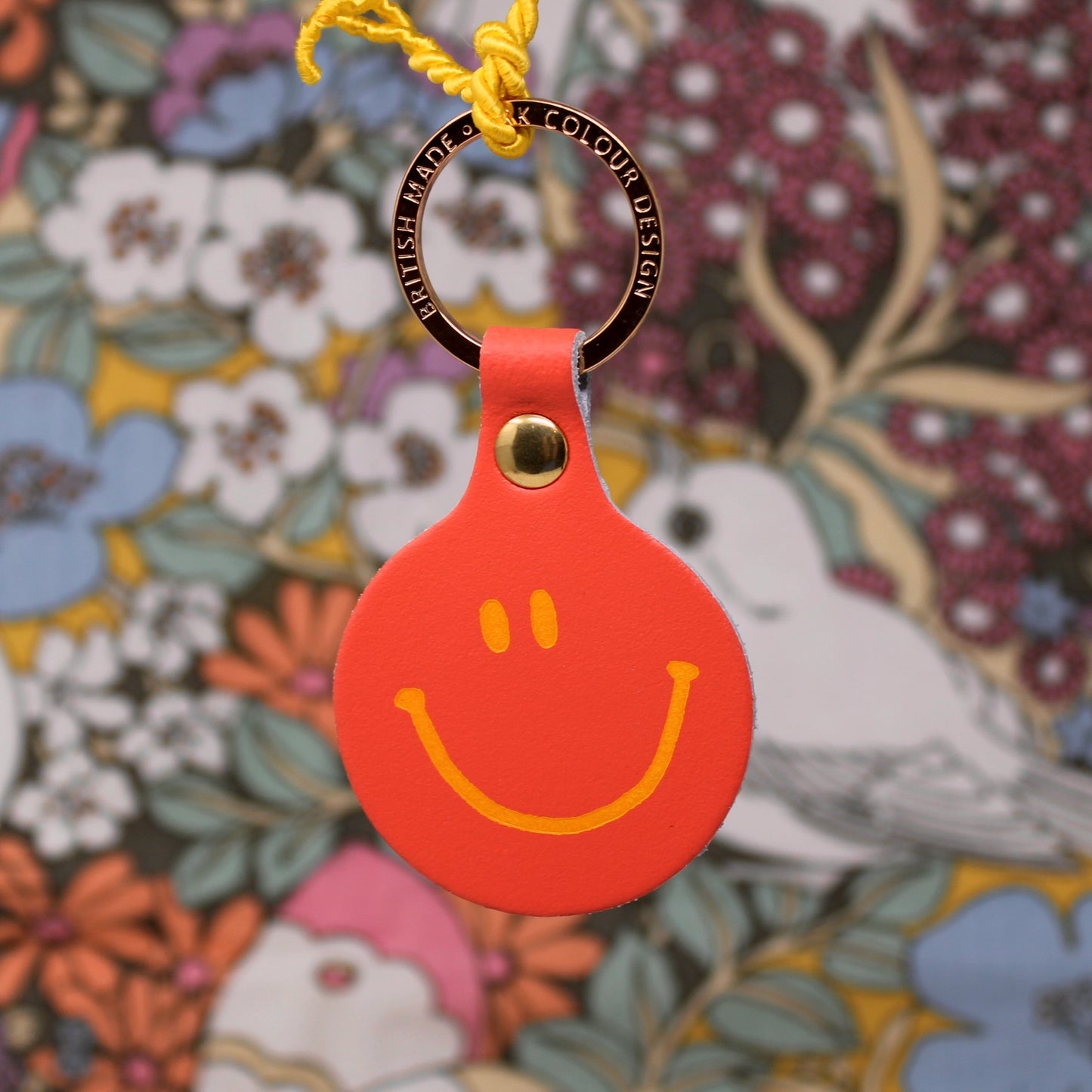 Smiley Face Key Fob Gold Leaf