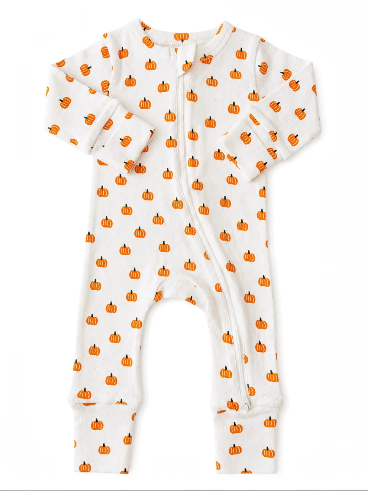Pumpkin Organic Pointelle 2-Way Zip Romper