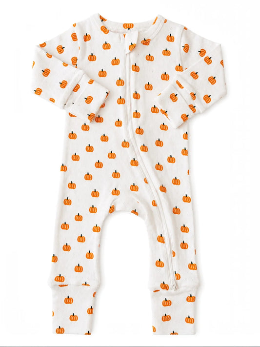 Pumpkin Organic Pointelle 2-Way Zip Romper