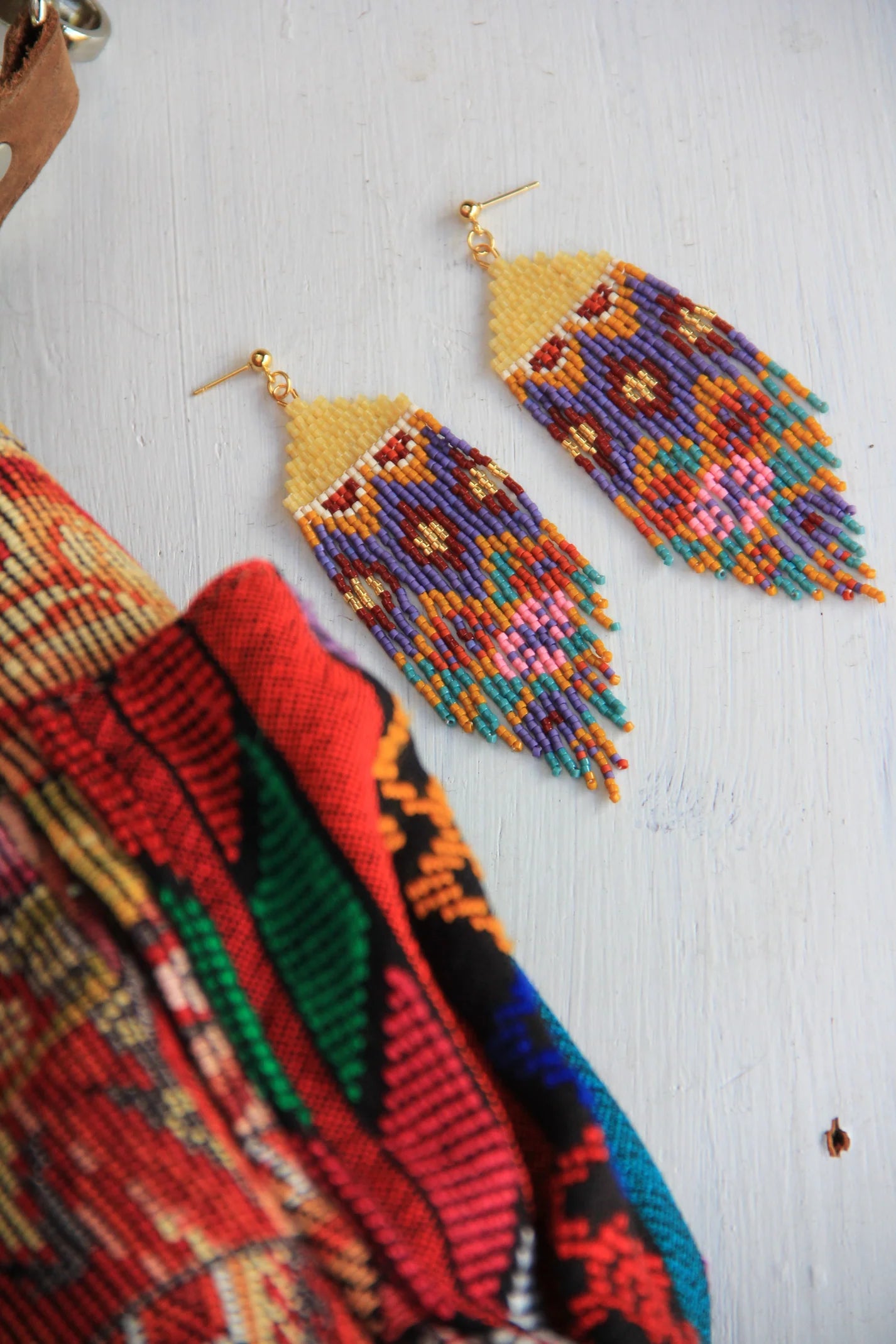 Handwoven Huipil Fringe Earrings