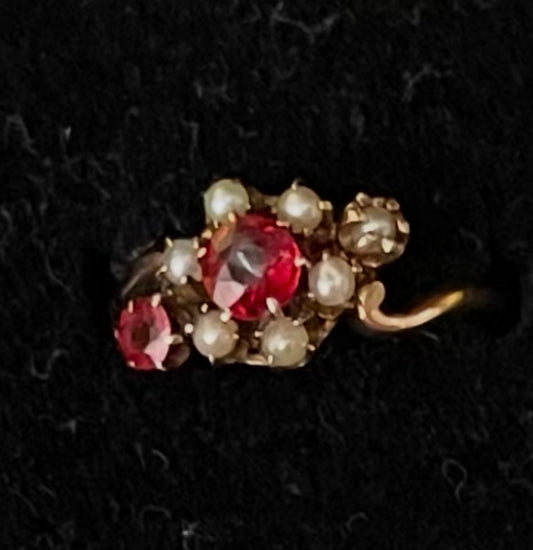 Victorian Rubies & Pearls Ring
