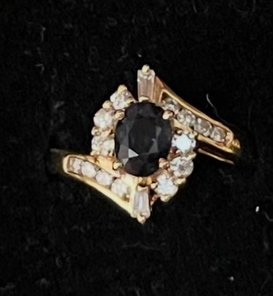 Vintage Burmese Sapphire & Diamond Cluster Ring