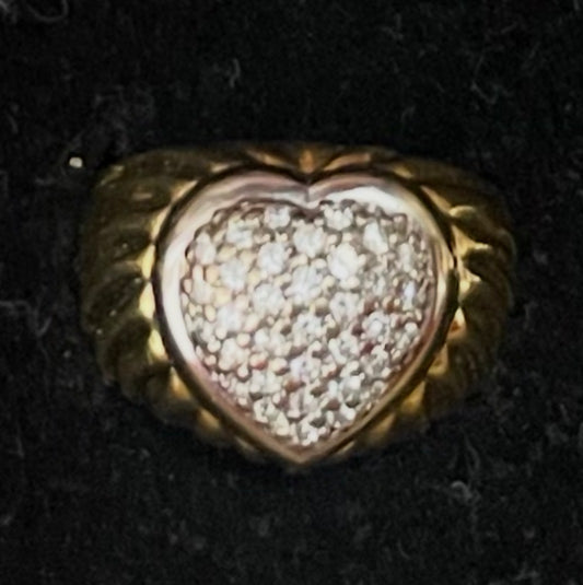 Vintage David Yurman Heart Diamond Pave Ring