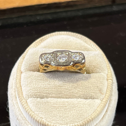 Late Deco Era 3 Stone Diamond Ring