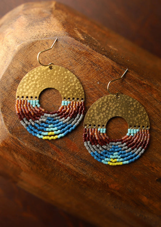 Beaded Handwoven Circular Earrings