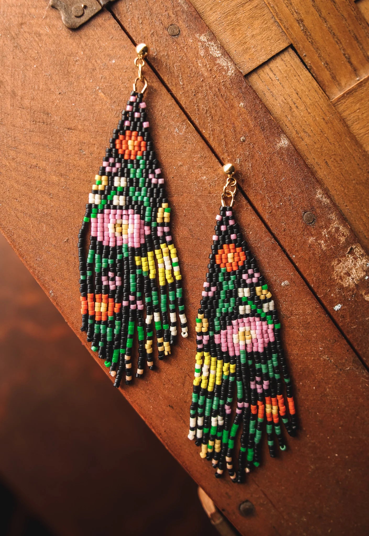 Beaded Handwoven Wildflower Earrings