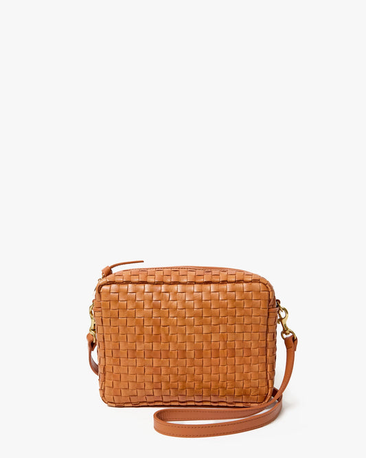 Natural Woven Checker Midi Sac