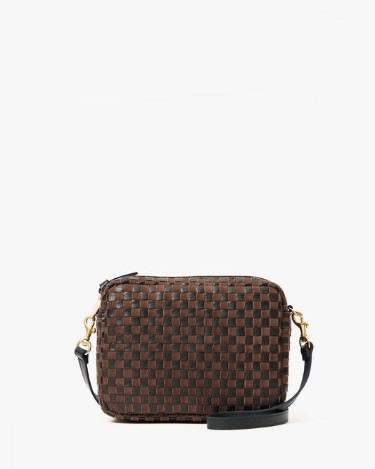 Black & Chocolate Woven Checker Midi Sac