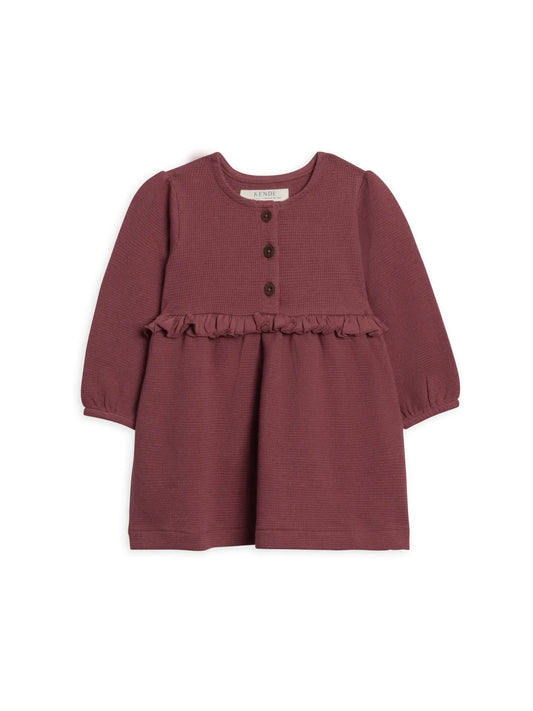 Nina Waffle Knit Ruffle Waist Dress