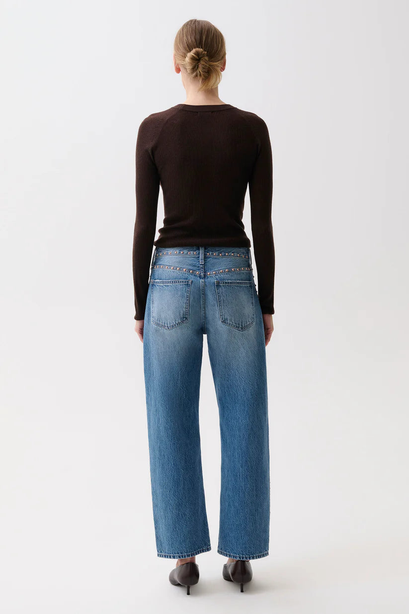 Lexi Mid Rise Bowed Straight Jeans