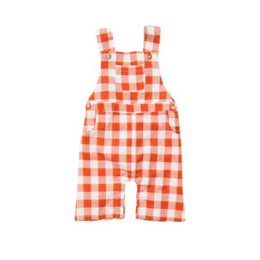 Red Checkered Dungaree Shorts