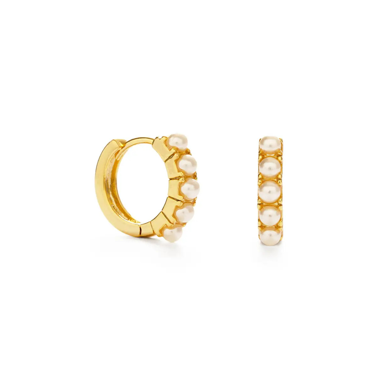 Pearl Huggie Hoops