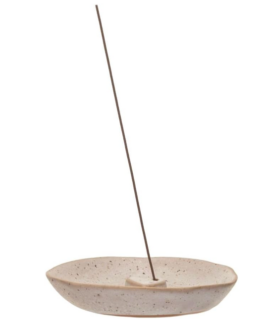 Stoneware Incense Dish/Holder w/ Embossed Heart