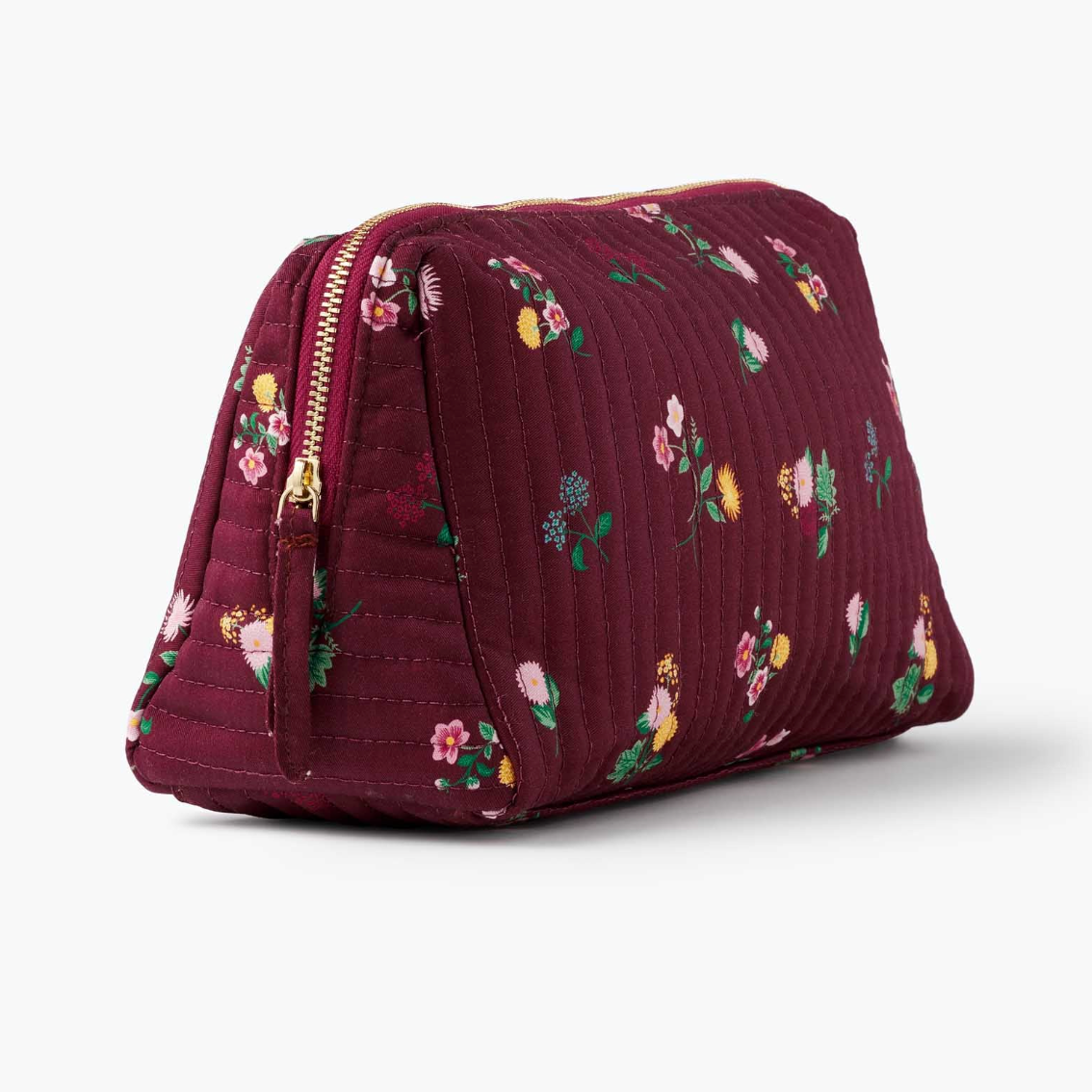 Ditsy Dahlia Quilted Large Cosmetic Pouch