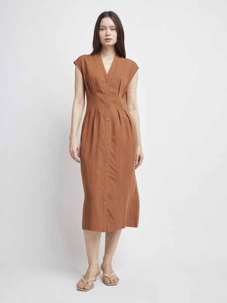 Jamila Button Front Midi Dress