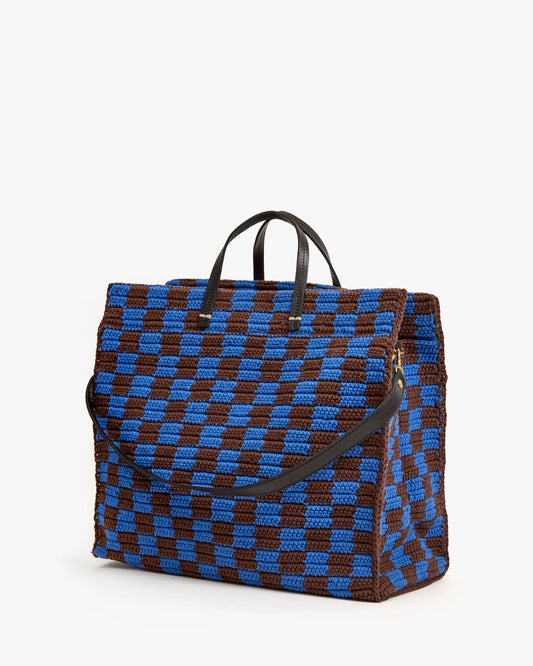 Deep Blue & Chocolate Checker Summer Simple Tote