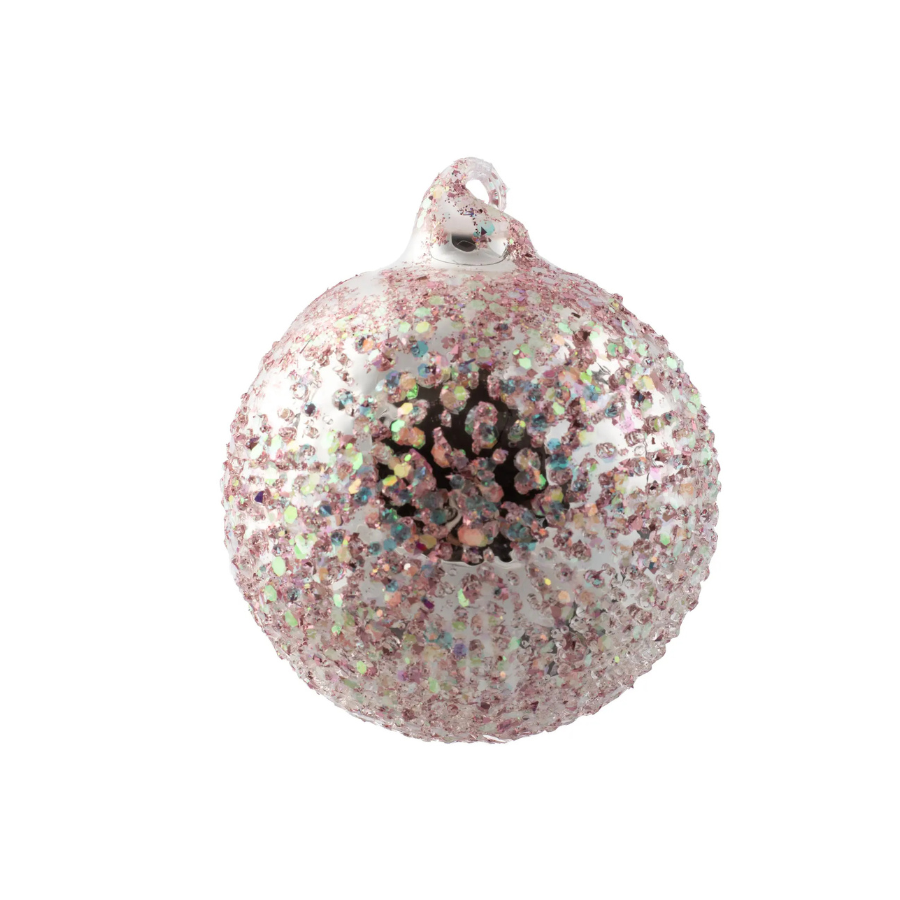 Icy Pink Confetti Glass Ornament