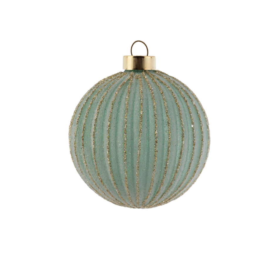 Gold Glitter Seafoam Fluted Ornament