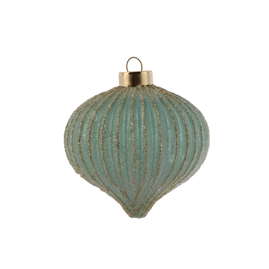 Gold Glitter Seafoam Fluted Ornament