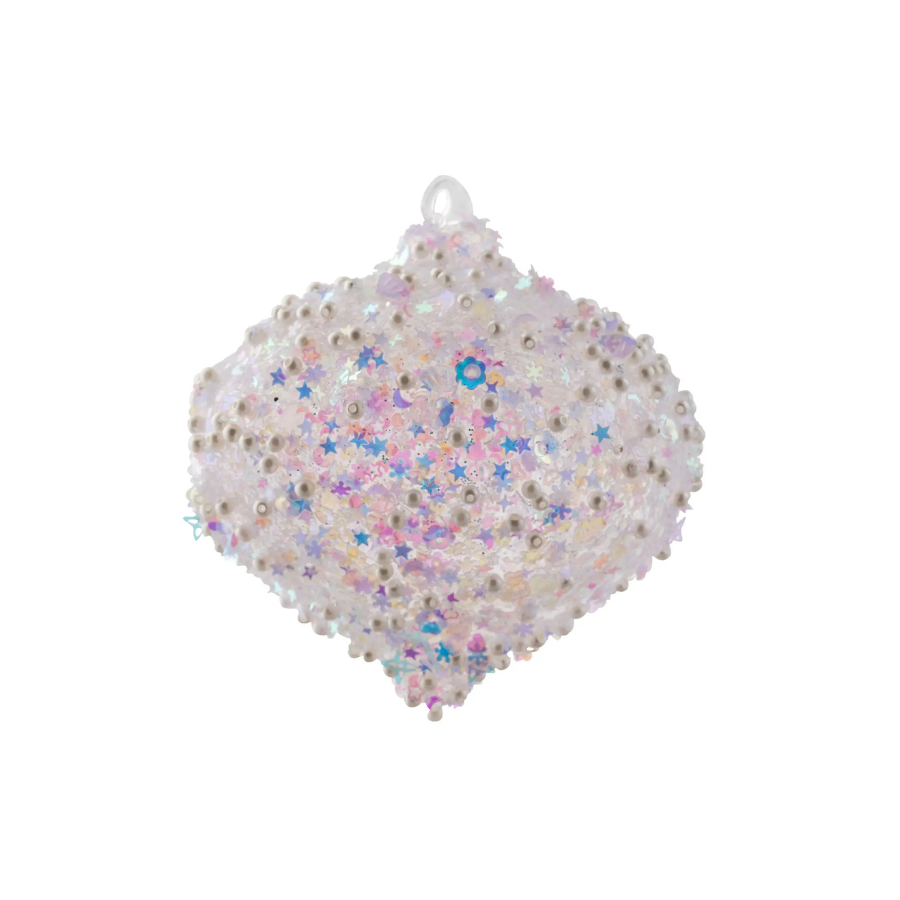Iridescent Confetti Glass Clear Ornament