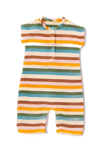Rainbow Striped Baby Towelling Romper