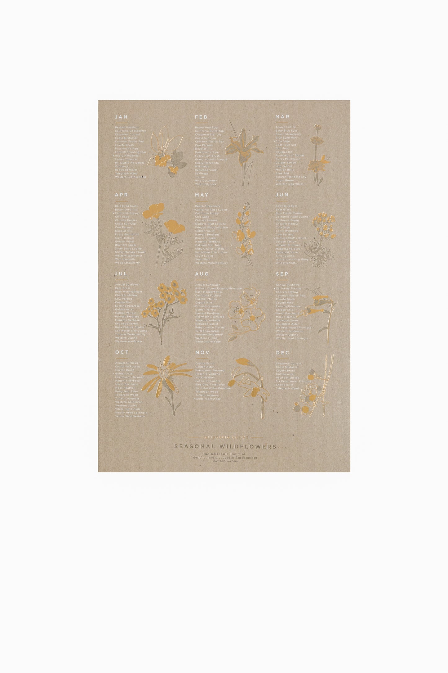 Wildflower Foil Pressed Print