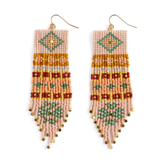 Beaded Handwoven Shisha Fringe Earrings