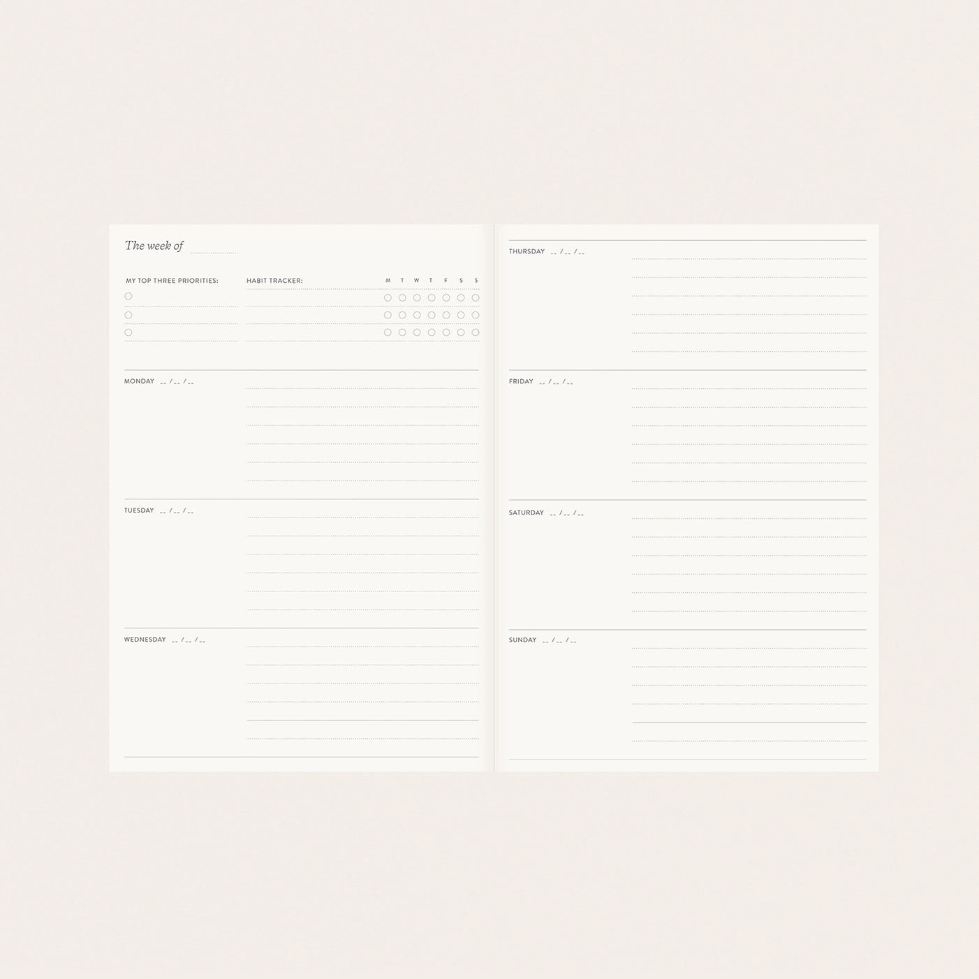 Linen-Bound Undated Planner