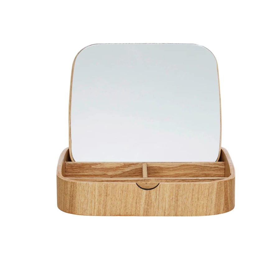 Oak Wood Box w/ Mirrored Lid
