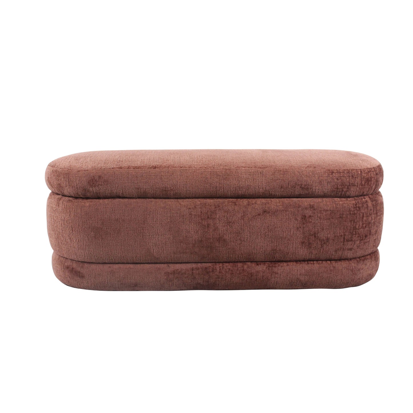 Chenille Fabric Upholstered Storage Ottoman