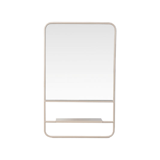 Metal Wall Mirror w/ 3 Shelves, Blush Color