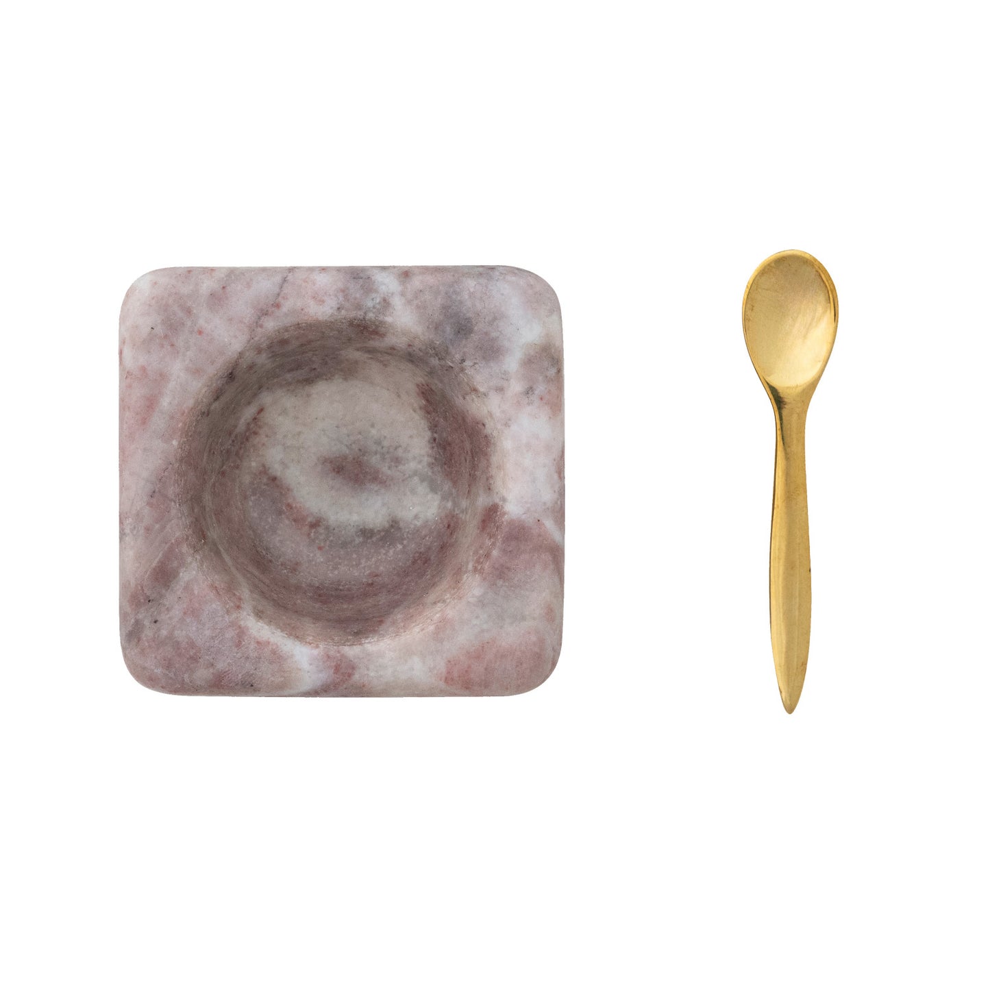 Marble Bowl with Brass Spoon