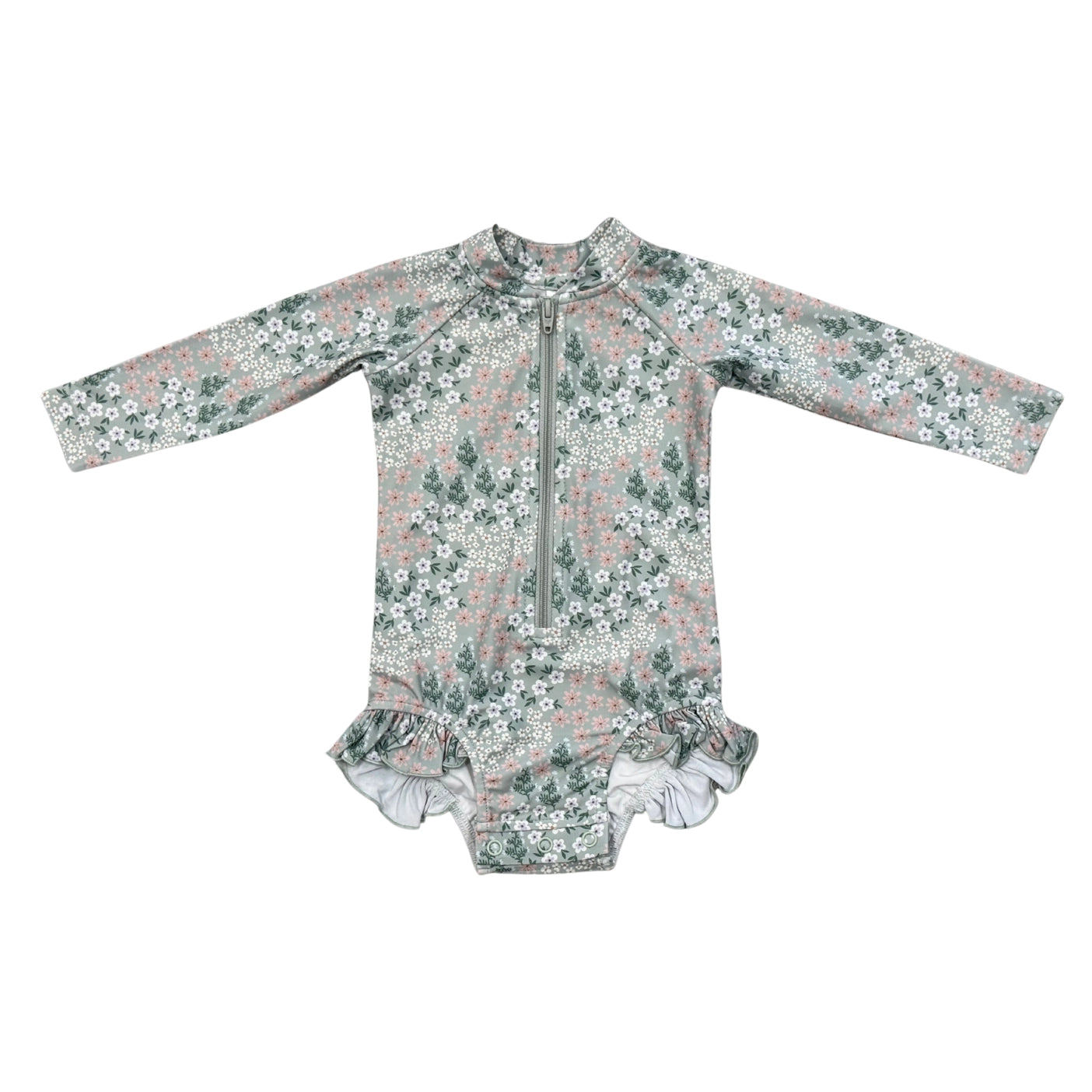 Girl's One-Piece Ruffle Rash Guard Swimsuit